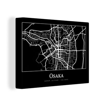Leinwandbilder - Wanddeko 80x60 cm Karte - Osaka - Stadtplan (Gr. 80x60 cm)