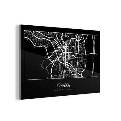 Glasbild Glasfoto Wandbild 60x40 cm Karte - Osaka - Stadtplan (Gr. 60x40 cm)