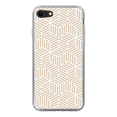 Handyhülle iPhone 7 Silikonhülle Schutzhülle Handy Hülle Beige - Geometrie - Muster -