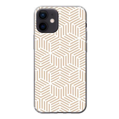Handyhülle iPhone 12 Silikonhülle Schutzhülle Handy Hülle Beige - Geometrie - Muster