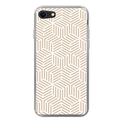 Handyhülle iPhone 8 Silikonhülle Schutzhülle Handy Hülle Beige - Geometrie - Muster -