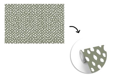 Tapete Fototapete - 330x220 cm Polka dots - Grün - Weiß - Muster (Gr. 330x220 cm)