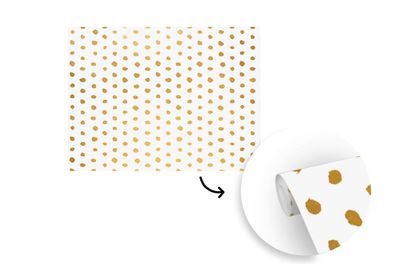Tapete Fototapete - 325x260 cm Gold - Weiß - Tupfen - Muster (Gr. 325x260 cm)
