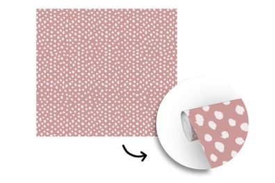 Tapete Fototapete - 240x240 cm Rosa - Punkte - Weiß - Muster (Gr. 240x240 cm)