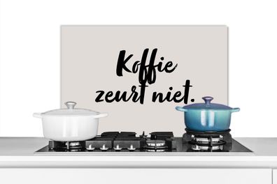 Spritzschutz Küchenrückwand - 60x40 cm Taupe - Zitat - Kaffee tut nicht weh