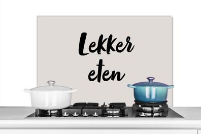 Spritzschutz Küchenrückwand - 80x55 cm Taupe - Gutes Essen - Zitat (Gr. 80x55 cm)