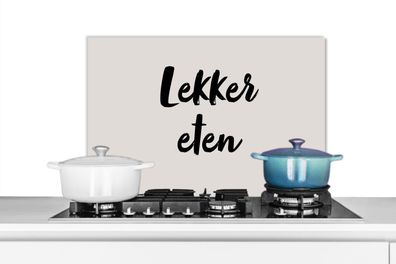 Spritzschutz Küchenrückwand - 70x50 cm Taupe - Gutes Essen - Zitat (Gr. 70x50 cm)