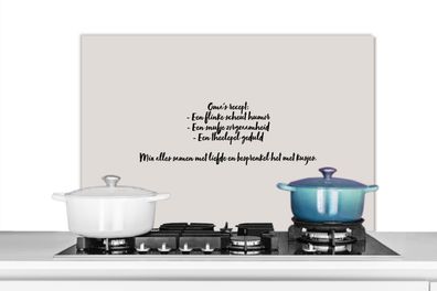 Spritzschutz Küchenrückwand - 80x55 cm Taupe - Großmutters Rezept - Zitat
