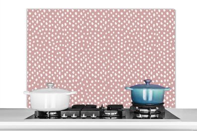 Spritzschutz Küchenrückwand - 100x65 cm Rosa - Punkte - Weiß - Muster (Gr. 100x65 cm)