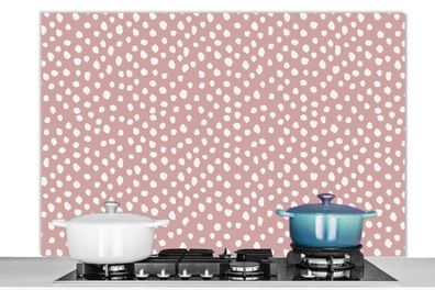 Spritzschutz Küchenrückwand - 120x80 cm Rosa - Punkte - Weiß - Muster (Gr. 120x80 cm)