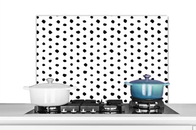 Spritzschutz Küchenrückwand - 90x60 cm Polka dots - Schwarz - Weiß - Muster