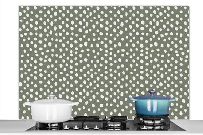 Spritzschutz Küchenrückwand - 120x80 cm Polka dots - Grün - Weiß - Muster