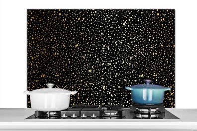 Spritzschutz Küchenrückwand - 100x65 cm Gold - Schwarz - Tupfen - Muster