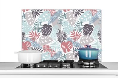 Spritzschutz Küchenrückwand - 80x55 cm Blätter - Dschungel - Pastell - Tropisch