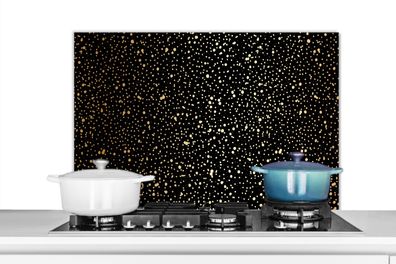 Spritzschutz Küchenrückwand - 90x60 cm Gold - Schwarz - Tupfen - Muster