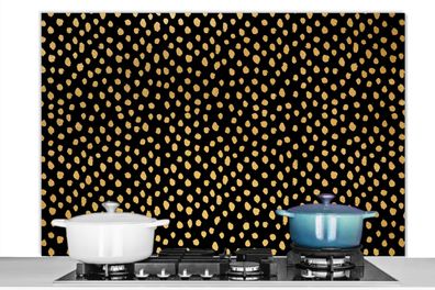 Spritzschutz Küchenrückwand - 120x80 cm Ockergelb - Schwarz - Tupfen - Muster