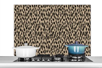 Spritzschutz Küchenrückwand - 100x65 cm Pantherdruck - Schwarz - Braun - Muster - Pol