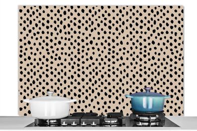 Spritzschutz Küchenrückwand - 120x80 cm Beige - Tupfen - Muster - Schwarz