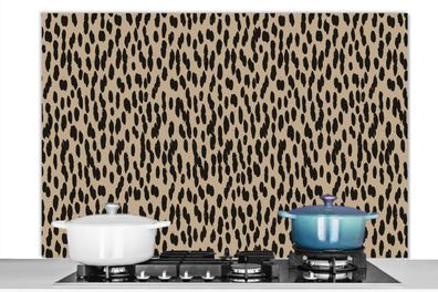 Spritzschutz Küchenrückwand - 120x80 cm Pantherdruck - Schwarz - Braun - Muster - Pol