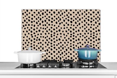 Spritzschutz Küchenrückwand - 90x60 cm Beige - Tupfen - Muster - Schwarz
