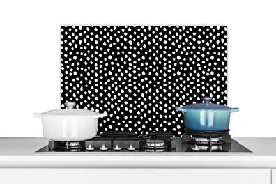 Spritzschutz Küchenrückwand - 60x40 cm Schwarz - Weiß - Muster - Polka dots