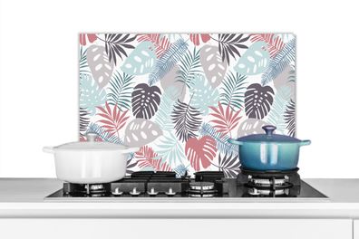 Spritzschutz Küchenrückwand - 70x50 cm Blätter - Dschungel - Pastell - Tropisch