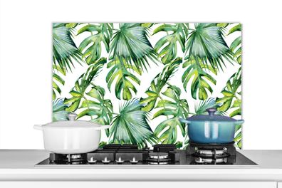 Spritzschutz Küchenrückwand - 80x55 cm Bohemian - Blätter - Blumen - Tropisch