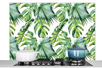 Spritzschutz Küchenrückwand - 120x80 cm Bohemian - Blätter - Blumen - Tropisch