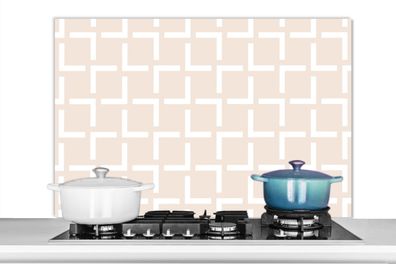 Spritzschutz Küchenrückwand - 100x65 cm Design - Linie - Muster - Beige