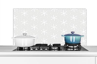 Spritzschutz Küchenrückwand - 100x50 cm Design - Linie - Muster - Schwarz - Weiß
