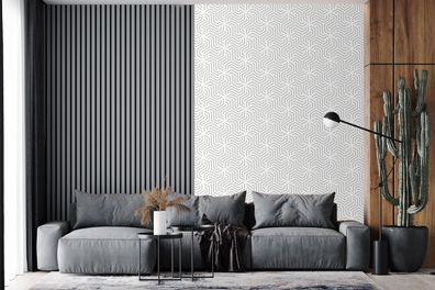 Tapete Fototapete - 155x240 cm Design - Linie - Muster - Schwarz - Weiß