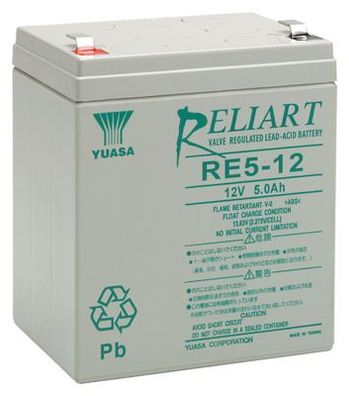 Yuasa Blei-Akku RE5-12FR Pb 12V / 5Ah 6-9 Jahresbatterie, Faston 6,3