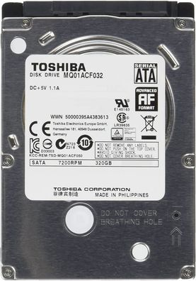 Toshiba 2,5 Zoll interne HDD 320GB (7200rpm, 8MB Cache, Sataiii) MQ01ACF032
