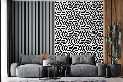 Tapete Fototapete - 155x240 cm Design - Geometrie - Muster - Schwarz - Weiß