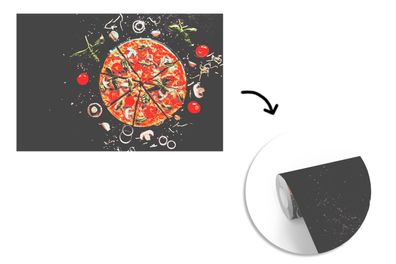 Tapete Fototapete - 390x260 cm Pizza - Gemüse - Kräuter - Küche (Gr. 390x260 cm)