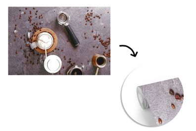 Tapete Fototapete - 450x300 cm Milch - Kaffeebohnen - Küche - Kaffeefilter