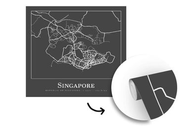 Tapete Fototapete - 260x260 cm Singapur - Karte - Stadtplan (Gr. 260x260 cm)