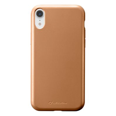 Cellularline Sensation Silikon Hülle für Apple iPhone XR soft touch Case Bronze