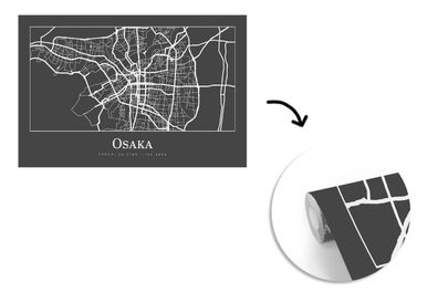 Tapete Fototapete - 600x400 cm Karte - Osaka - Stadtplan (Gr. 600x400 cm)