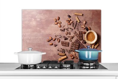 Spritzschutz Küchenrückwand - 90x60 cm Schokolade - Zimt - Nüsse - Küche