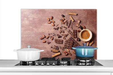 Spritzschutz Küchenrückwand - 80x55 cm Schokolade - Zimt - Nüsse - Küche