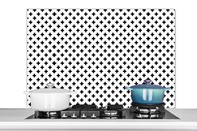 Spritzschutz Küchenrückwand - 100x65 cm Design - Linie - Muster - Schwarz - Weiß