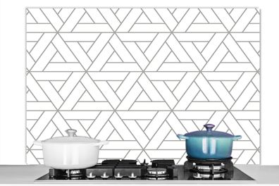 Spritzschutz Küchenrückwand - 120x80 cm Design - Linie - Muster - Schwarz - Weiß