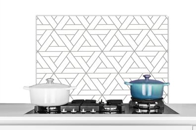 Spritzschutz Küchenrückwand - 80x55 cm Design - Linie - Muster - Schwarz - Weiß