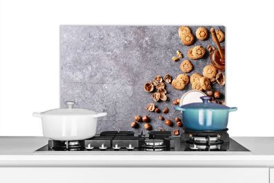 Spritzschutz Küchenrückwand - 70x50 cm Milch - Kekse - Nüsse - Gewürze - Herbst