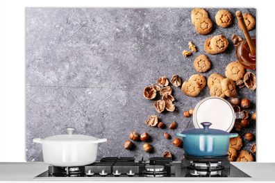 Spritzschutz Küchenrückwand - 120x80 cm Milch - Kekse - Nüsse - Gewürze - Herbst