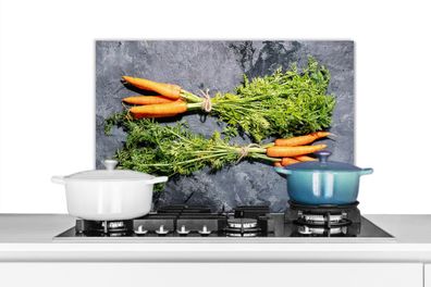 Spritzschutz Küchenrückwand - 60x40 cm Karotte - Gemüse - Marmor - Industrie