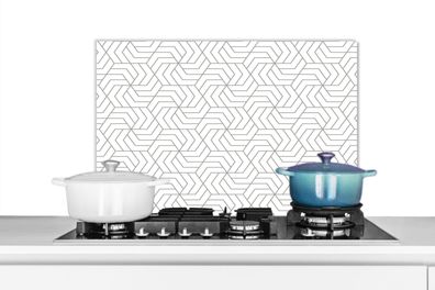 Spritzschutz Küchenrückwand - 60x40 cm Geometrie - Linie - Schwarz - Weiß - Muster