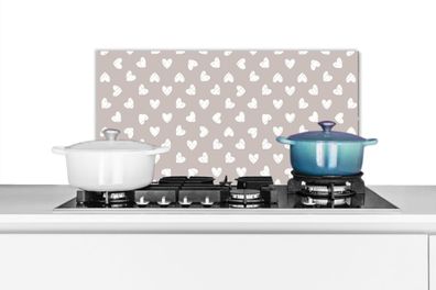 Spritzschutz Küchenrückwand - 70x35 cm Design - Linie - Muster - Herz - Grau