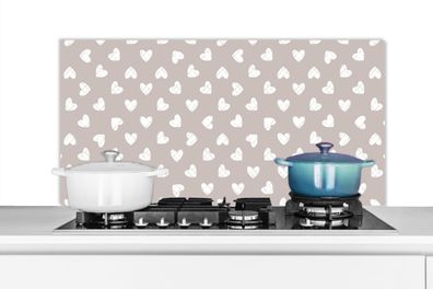 Spritzschutz Küchenrückwand - 100x50 cm Design - Linie - Muster - Herz - Grau